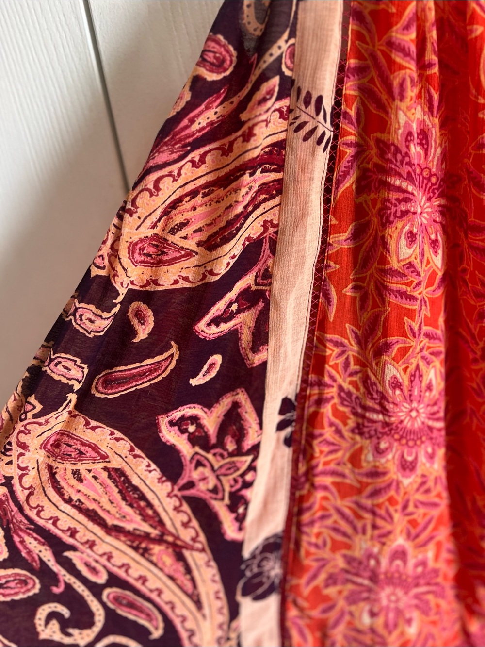 Free People Flowy Chiffon Floral Paisley Print Tunic Size XS Boho Lightweight - Picture 3 of 12